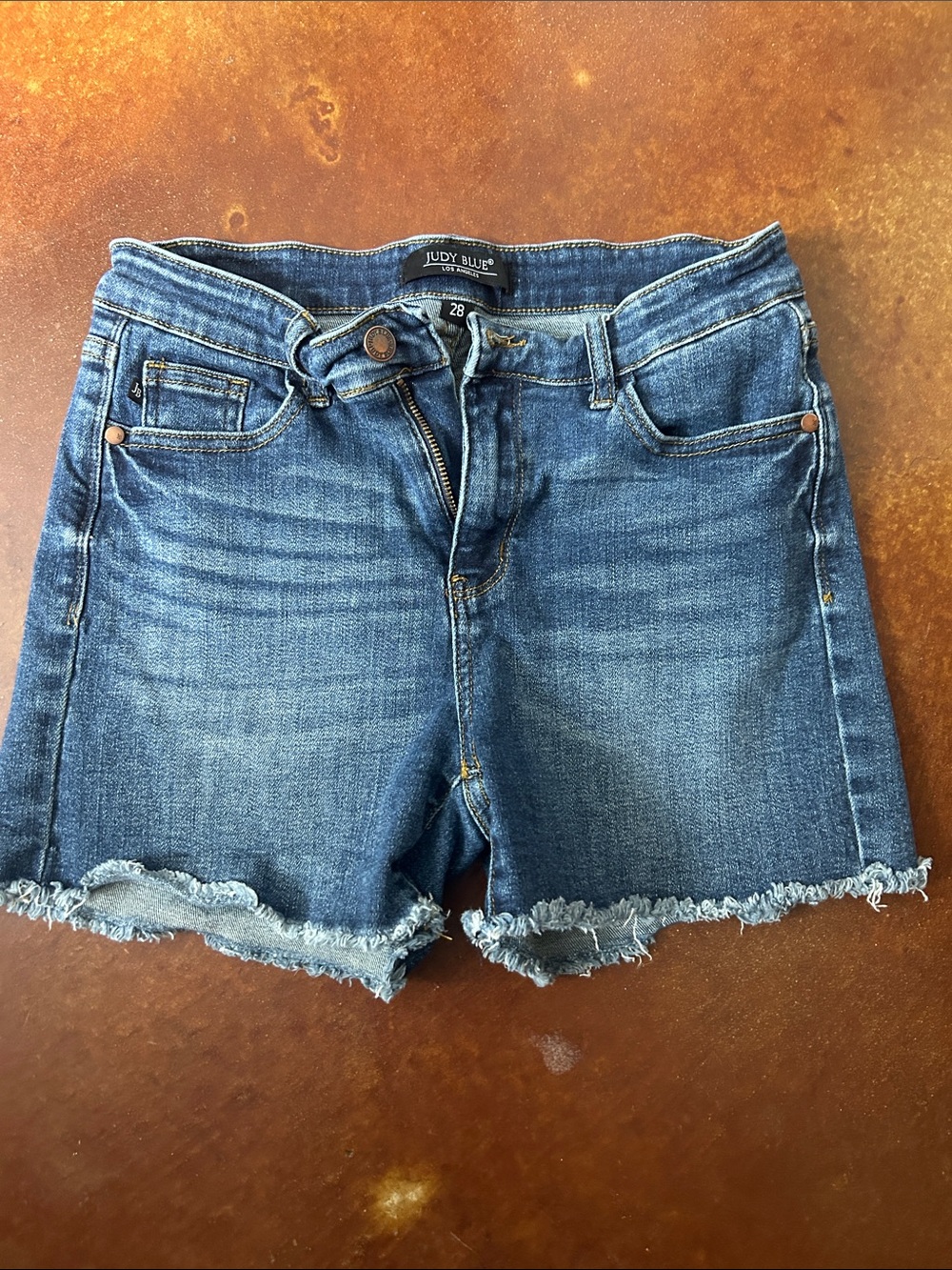 Judy Blue Denim Frayed Hem Women’s Blue Jean Shorts